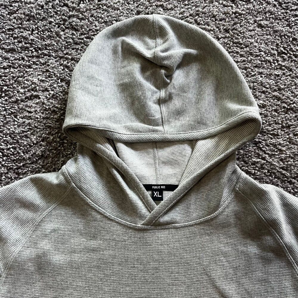 Public Rec Waffle Knit Hoodie Sweatshirt Pullover Heather Grey Mens XL - Picture 2 of 6